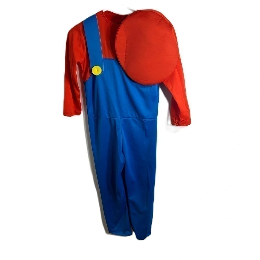 Super Mario Costume Medium Suit & Hat Kids Boys Halloween